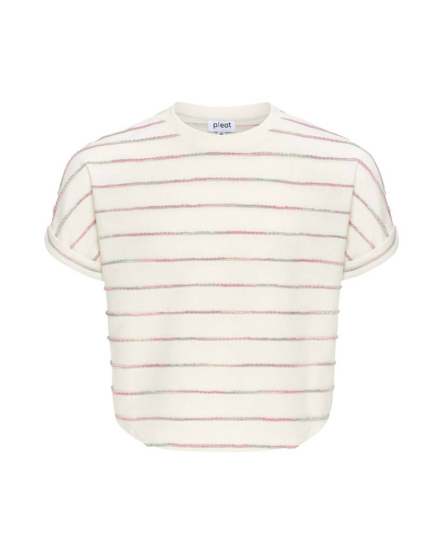 New Pleat Kids' Fran Top In Pink Stripe